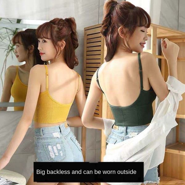 

kaka same under gathered back strap sports outer wear inner base underwear vest bra vest integrated bra, White