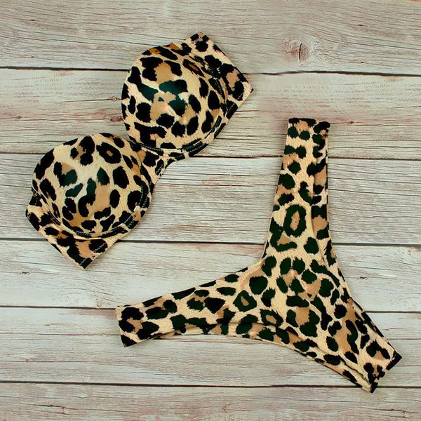 

bikini swimwear women swimsuit push up bikini set two piece bathing suit biquini 2020 brazilian leopard female beachwear, White;black