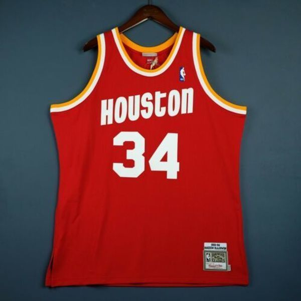 

100% stitched hakeem olajuwon mitchell & ness 93 94 hou jersey size xs-5xl basketball jerseys, Gray