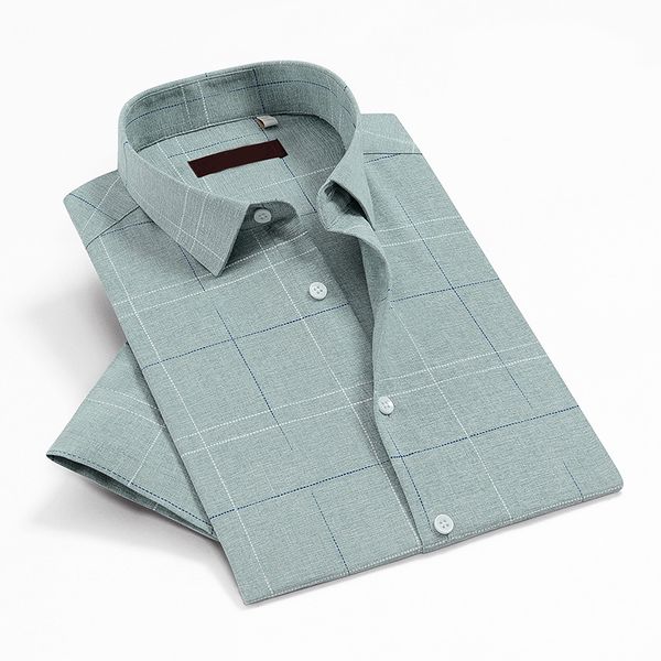 

plaid men shirts summer short sleeve mens dress shirts non iron anti-wrinkle camisas casual slim cosy breathable chemise homme, White;black