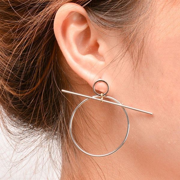 

2018 vintage european simple style aros big round circle hoop earrings for women geometric ear hoops earing brincos gift xr163, Golden;silver