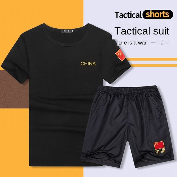 

xhnt6 special forces summer embroidery men's chinese outdoorfans round neck embroidered national flag shorts and national flag short sl, Gray;blue