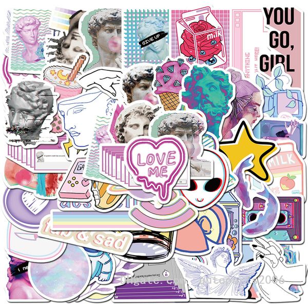 

50 pcs/lot cartoon abstractionist steam wave art style stickers waterproof no-duplicate sticker for notebook luggage lapcar decals