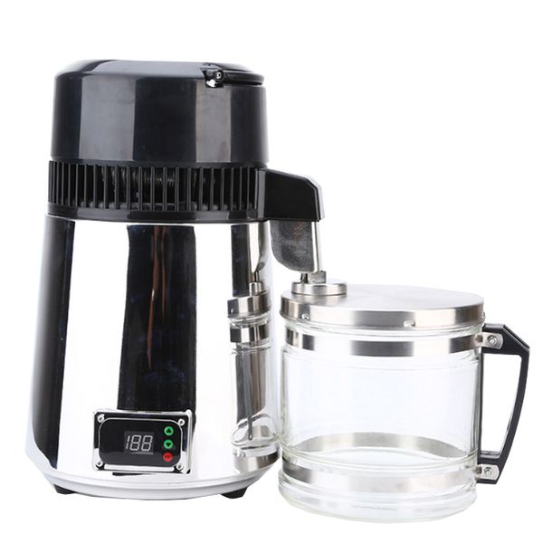 

household pure water distiller 4l machine distilled water distillation purifier filter stainless steel glass jar carbon filter