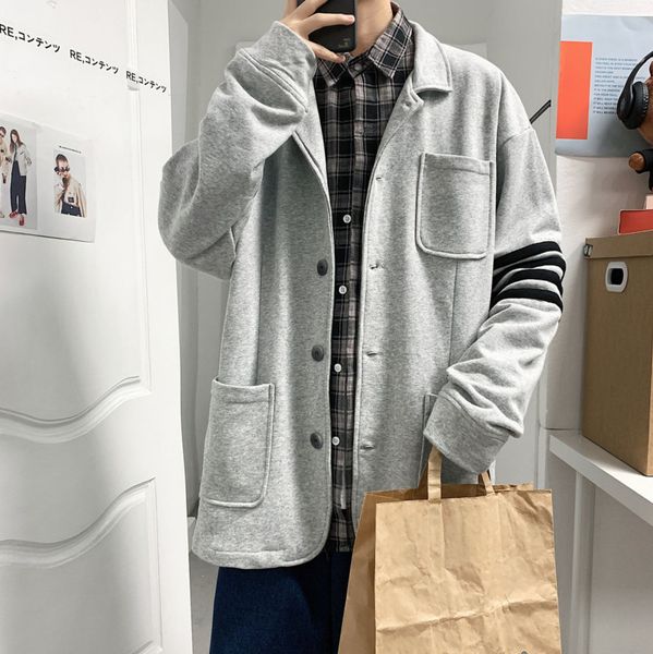 

2020spring and autumn new youth popular men's solid color cotton multi-pocket sports cardigan fashion casual single-breasted top, Black;brown