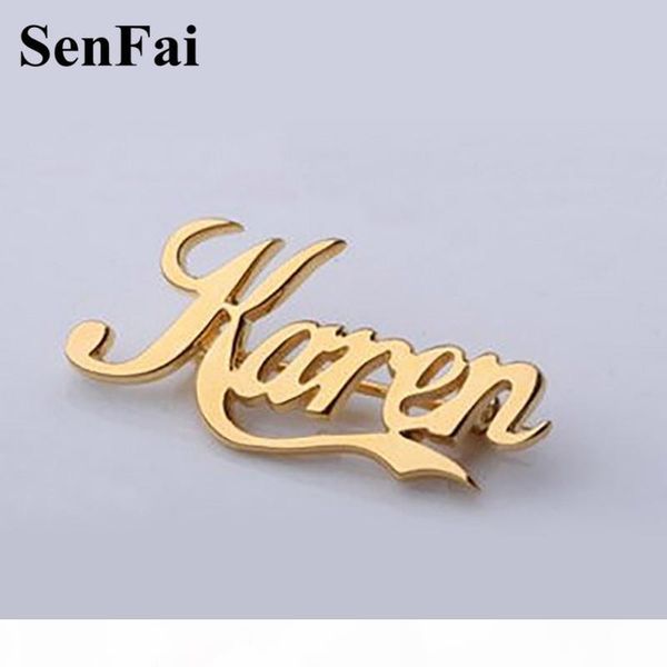 

custom name brooches pins gold silver any font monogram initial letter label brooch pin for women men graduation jewelry party, Gray