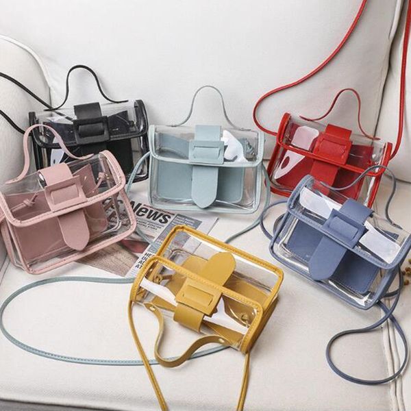 

2020 spring summer fashion women's transparent square sling bag cool pvc shoulder bag messenger mobile sweet lady bag