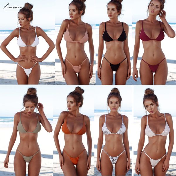 

thong bikini 2020 women bequini swimwear summer bathing suit push up padded swimsuit monokini support resell, White;black