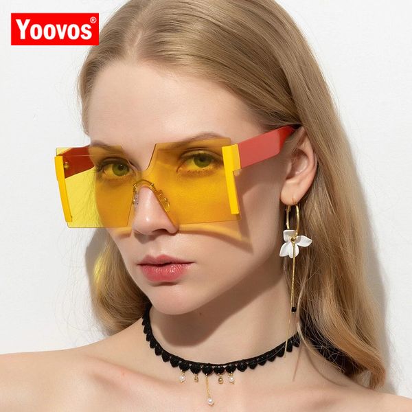 

yoovos 2020 women sunglasses oversized sun glasses for women square okulary brand designer sunglasses frameless eyewear, White;black