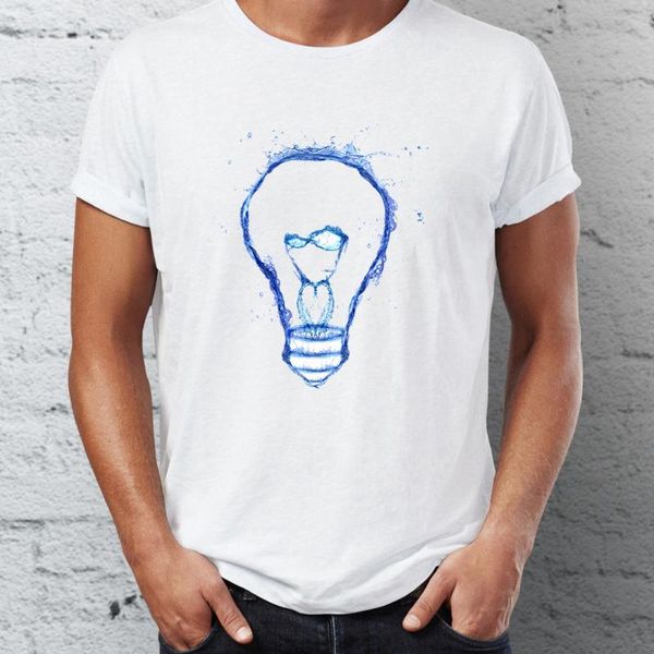 

men's t shirt water splash bulb awesome drawing artsy tee, White;black