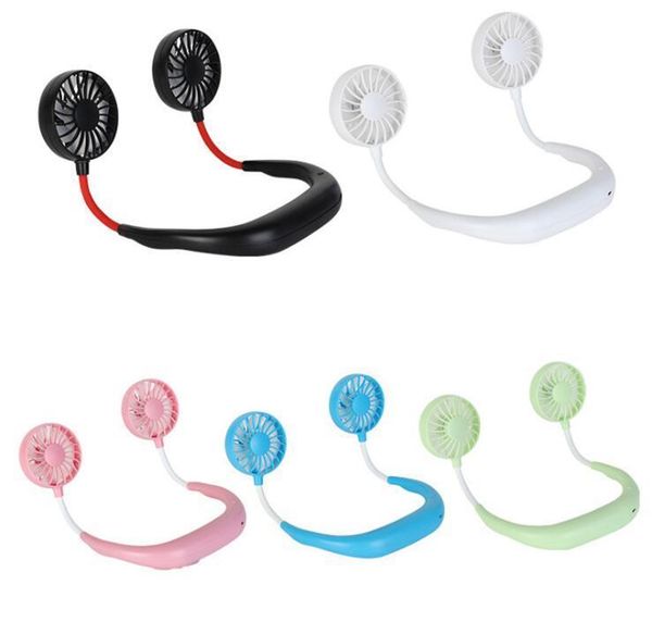 

висячие шеи вентилятор usb аккумуляторная шейным ленивый шеи hands free hanging dual cooling fan mini sport 360 градусов вращающийся dh_nice