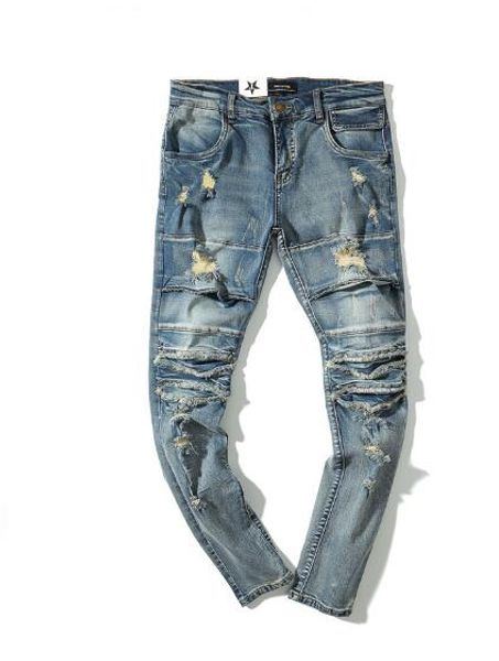 

2020 hip-hop мужской улицы ретро разрушили slim джинсов мужских сильно изношенные и промытые отверстия, чтобы сделать старый прилив бренд ни, Blue
