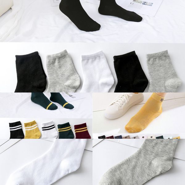 

wo stockings korean style and stockings and women's mid-calf solid color men's socks mid-thick socks, Black