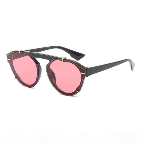 

r european and american classic fashion round sunglasses men and women models nailed polygon sunglasses high -end men and women sunglas, White;black