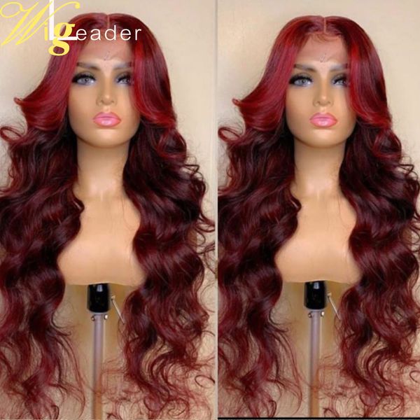 

remy human hair deep parting lace front wigs pre plucked 150% lace frontal wigs red/brown lace wigs, Black
