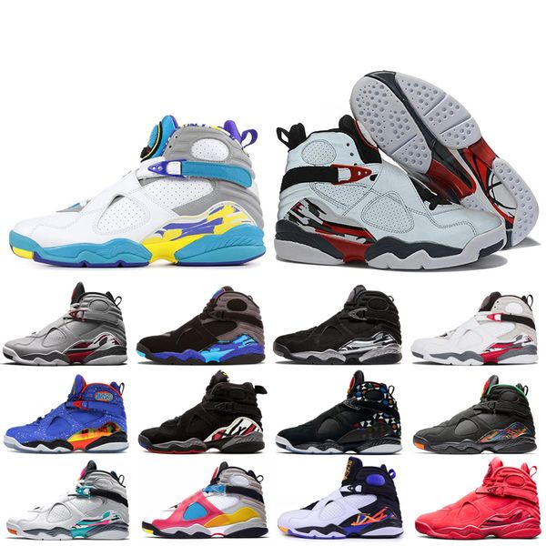 

new 8 valentines day 8s three peat reflective countown pack playoff raid snowflake south beach white aqua basketball shoes men sneakers