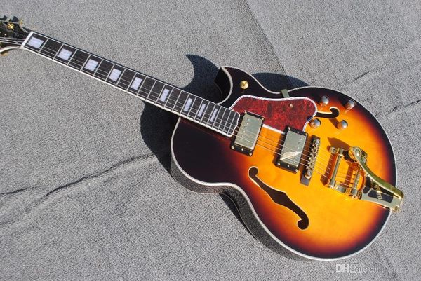 

factory custom new listing jazz hollow electric guitar, chocolate color electric guitar and vibrato system