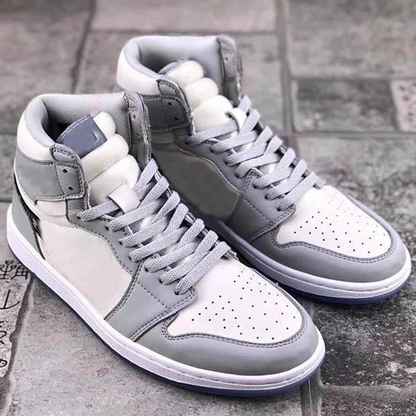

new x 1 high og 1s men women basketball shoes white grey black sail athletic des chaussures sports trainers sneakers size 36-45