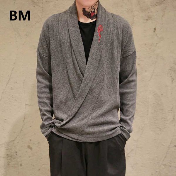 

chinese style embroidery cardigan spring autumn ethnic style long sleeve sweater male japanese harajuku sweater mens clothing, White;black