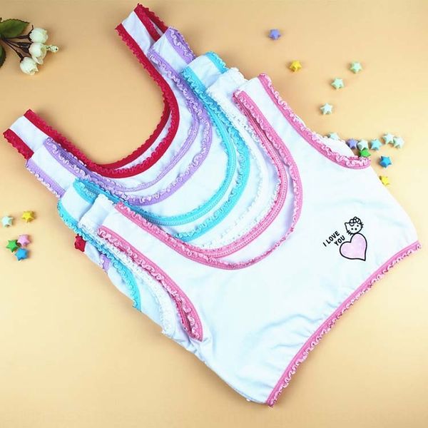 

thin cotton cute underwear during development girl's wide-shoulder cartoon bra girl's student underwear vest vest vest, White