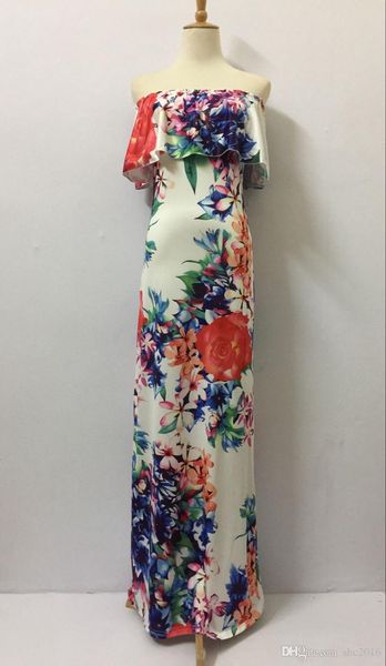

women dress slash neck sling vest sleeveless elegant lady flower print skirt casual bodycon floor length long dresses size s-xl d3, Black;gray