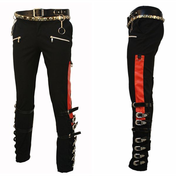 

rare mj professional entertainers bad trousers pants punk black buckle matel us style, Blue