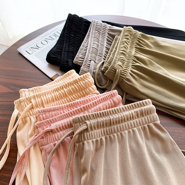 

women's sleepwear summer loose straight high waist home pants for women lounge wear autumn pajama clothes atoff, Black;red