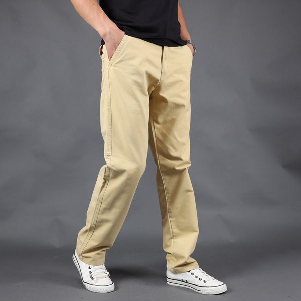 

men fashion casual pants autumn winter male solid color trousers men's new arrival comfortable cargo pants, Black