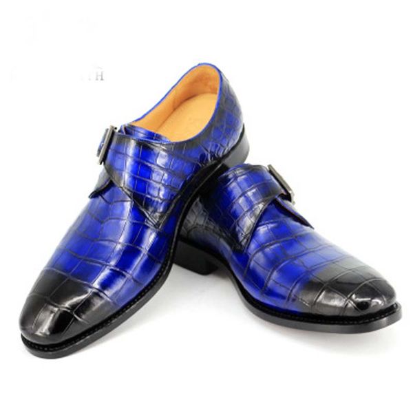 

hubu crocodile new men shoes pure manual crocodile leather shoes men's genuine leather sole, Black