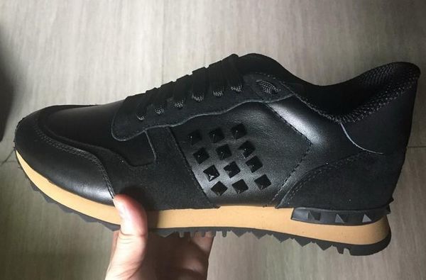 

2019 new luxury designer rock stud hococal women and men casual shoes rock runner trainer party wedding shoes 35-46, Black