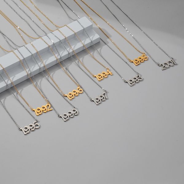

personalized year number necklaces for women from 1980-2020 gold silver chain special date year necklace jewelry birthday gift