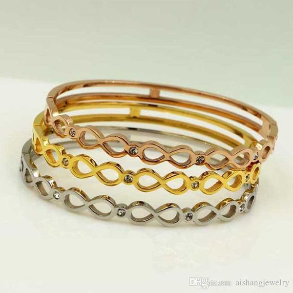 

pb86 new fashion number 8 style with stones beautiful for lady bangle gold plate ing, Black