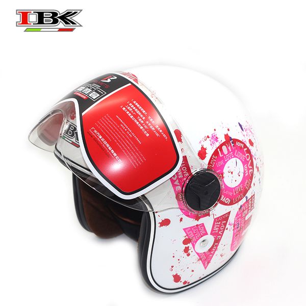 

ibk cute style motorbike helmets electric bicycle vintage women 3/4 anti-uv flip-up four season white helmet ibk-709
