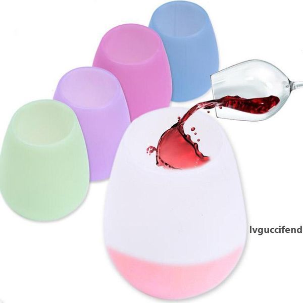

silicone wine glasses unbreakable premium food grade stemless water cups outdoor beer whiskey glass recyclable drinkware 6 colors