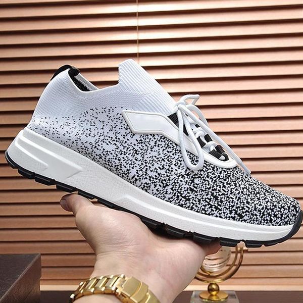 

new men shoes casual luxury fashion footwears breathable lace -up prax 01 knit fabric sneaker with origin box scarpe da uomo mens shoes fash, Black