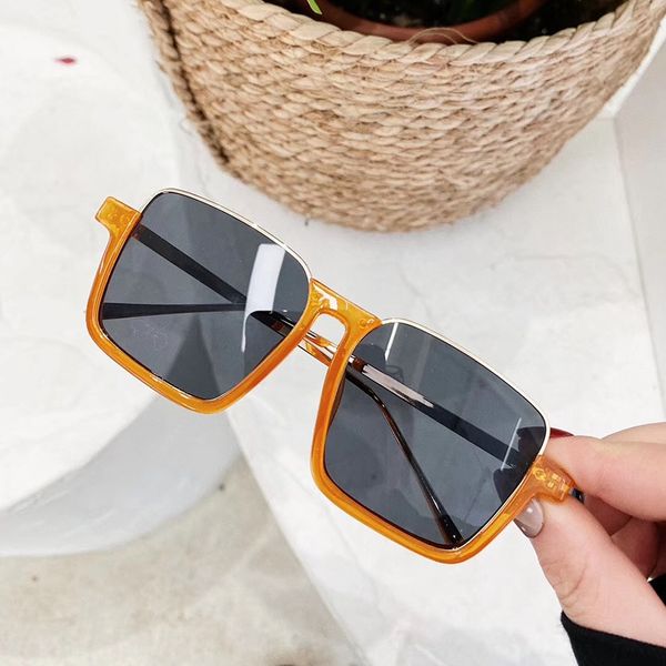 

2020 new super large box children's sun men's korean style sun sunglasses lower half frame fashionable personalized girl's gl, Blue