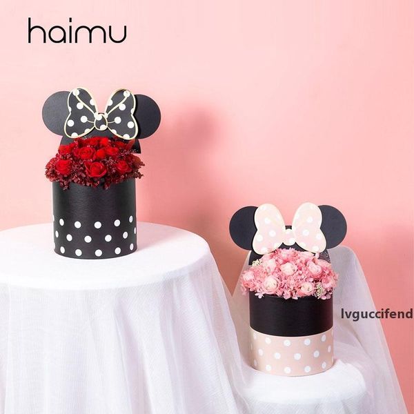 

lovely transparent holding barrel box packaging flower bouquet box birthday gifts florist package boxes with bow