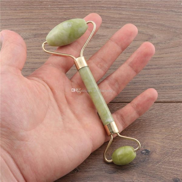 

drop shipping facial massage roller double heads jade stone face lift hands body skin relaxation slimming beauty health care