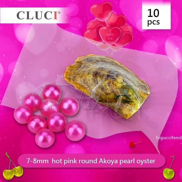 

cluci 10pcs 7-8mm pink pearl oysters with charm, valentines gift, akoya round pearls for diy jewelry t200507