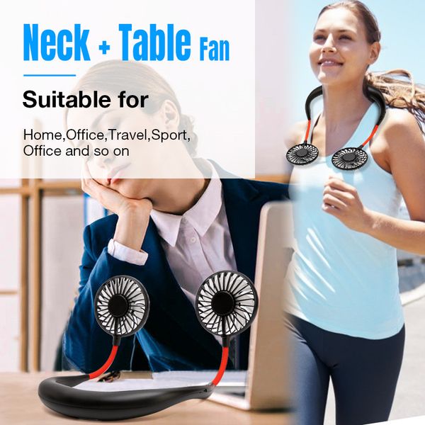 

Mini USB Portable Fan Neck Fan Neckband With Rechargeable Battery Small Desk Fans handheld Air Cooler Conditioner for Room