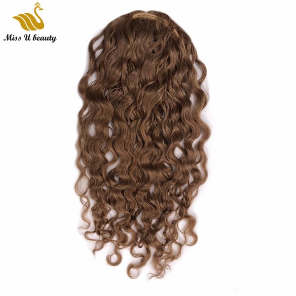 

light brown color curly ponytail hair extensions drawstring clip in remy humanhair cuticle aligned healthy, Black