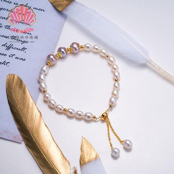 

2020 beautiful freshwater pearl bracelet women,wedding cultured white pearl bracelet 925 silver jewlery girl birthday gift box, Black