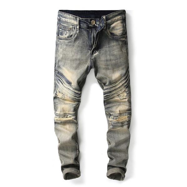 

new arrivals men's classic denim pants straight fit trousers stylish denim jeans, Blue