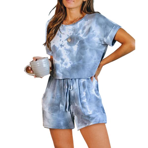 

women's playsits romper printed short sleeve drawstring playsuits women clothing summer playsuits femme romper women, Black;white