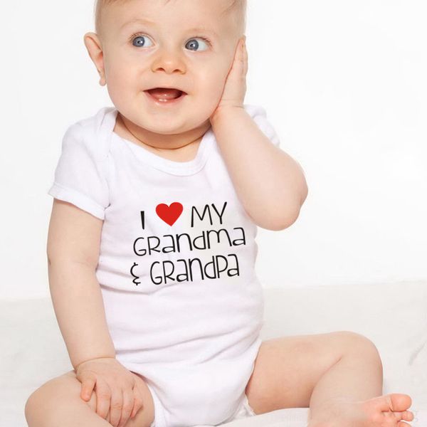 

summer white clothing i love my grandma grandpa print baby bodysuit jumpsuits cute short sleeve baby boys clothes, Blue