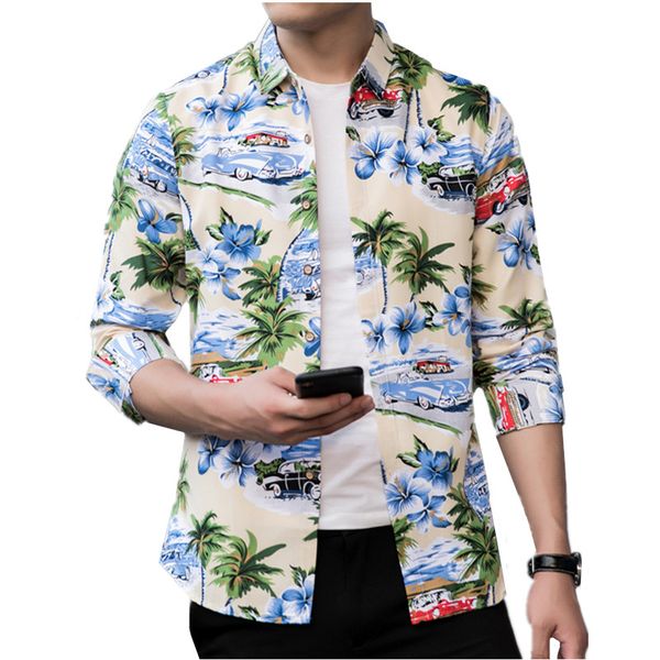

large size 7xl new fashion flower shirt loose and comfortable men's business casual long-sleeved shirts classic lapel shirt men, White;black
