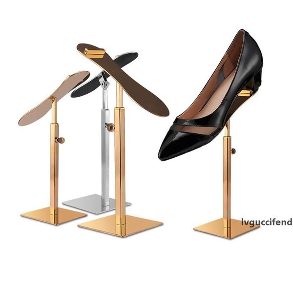 

stainless steel silver gold rose gold adjustable height heels holder rack shoes display shelf stand lx2340
