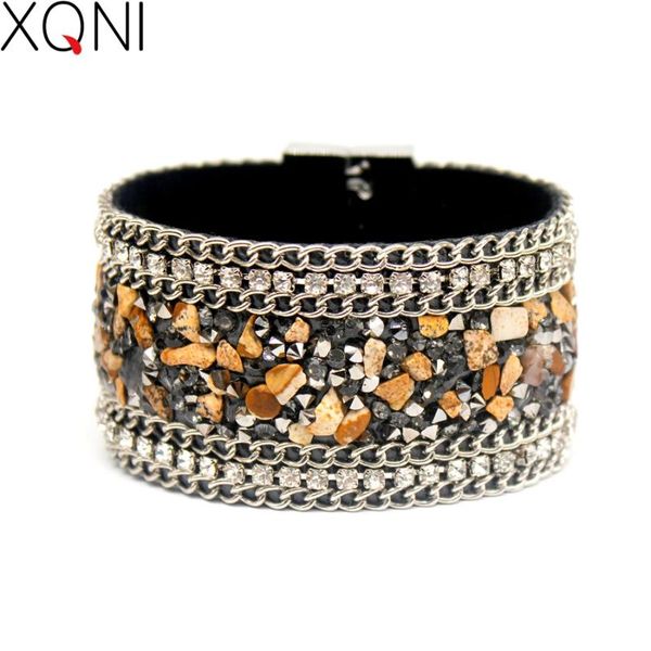 

xqni brand fashion aesthetic charm bracelets trendy magnet buckle tension mount wrap leather bracelet women jewelry, Red;blue