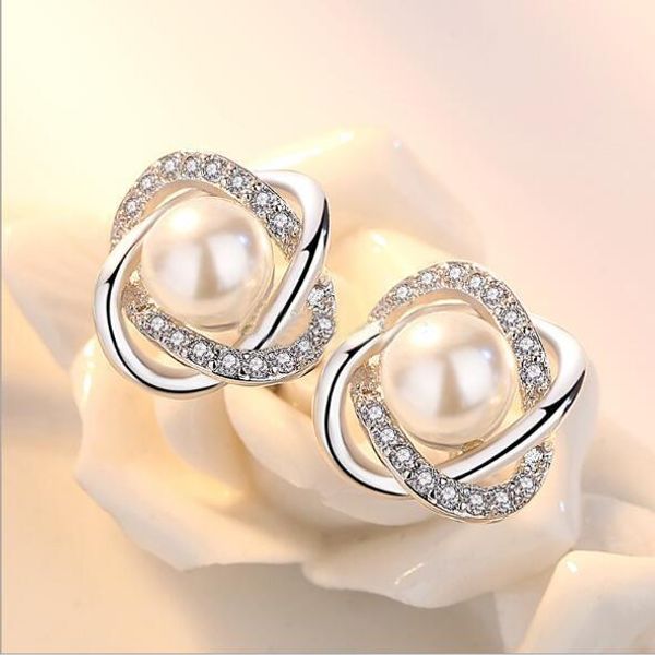 

2020sterling посеребренная серьги кристалл циркон пресной воды pearl серьги стержня для женщин ювелирные изделия, Golden;silver