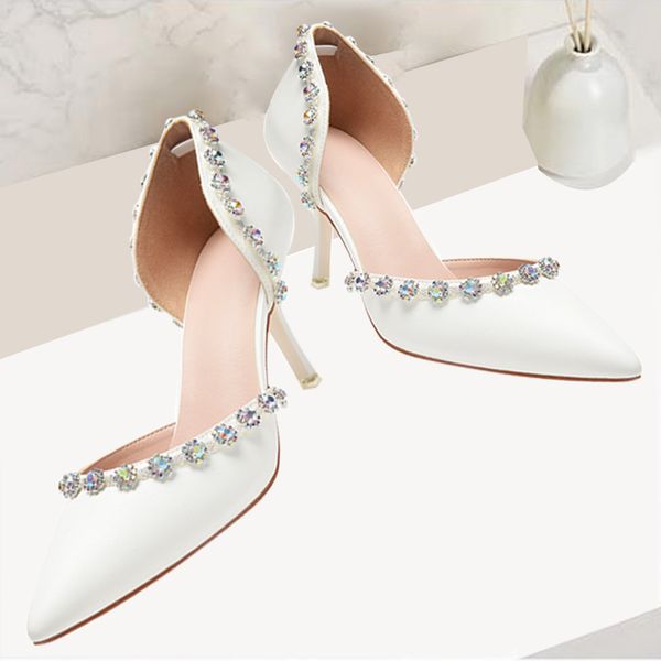 

marhermaso 2020 women's shoes color crystal decoration wedding shoes classic pumps 42 evening zapatos de mujer, Black